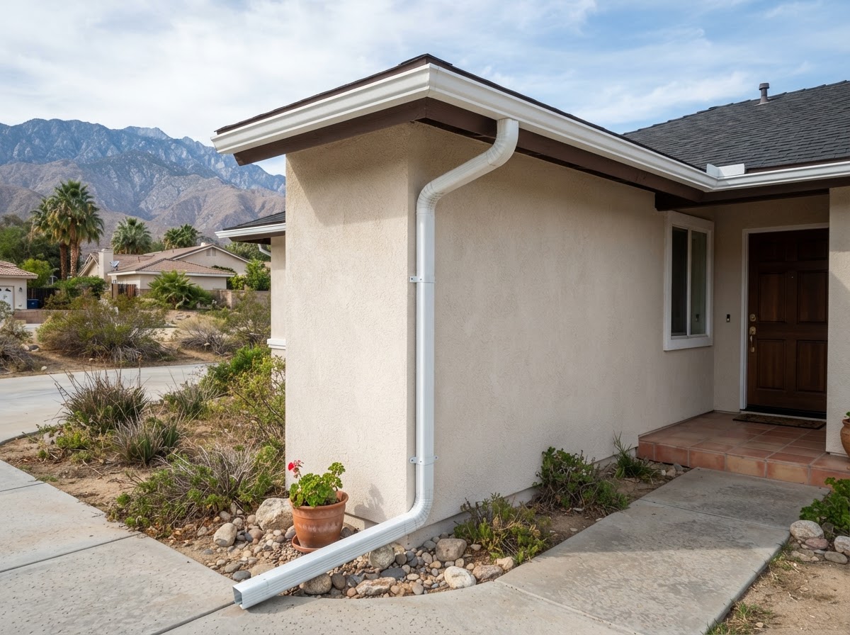 Finished gutter and downspout system in Banning CA