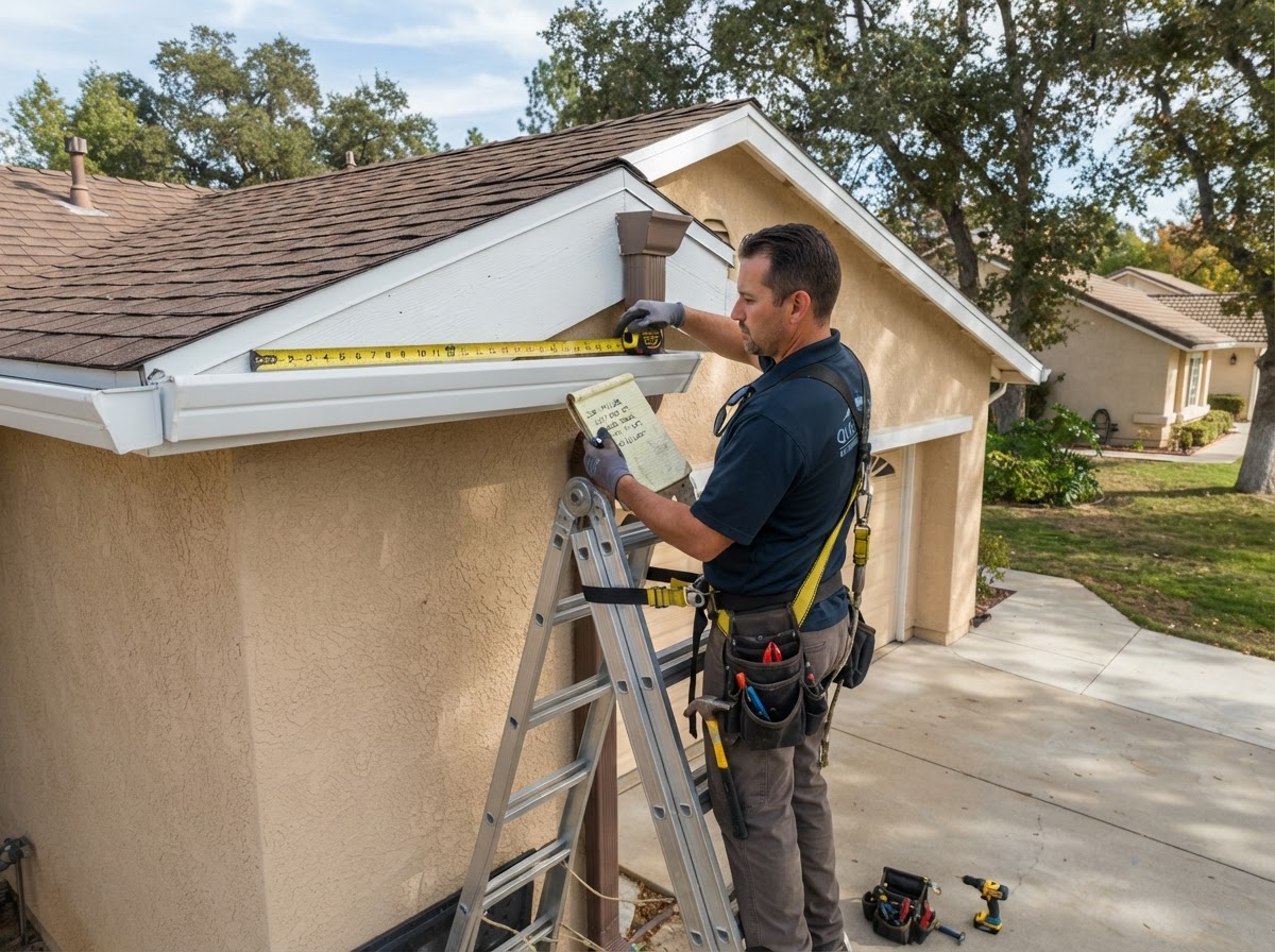 Measuring gutter and downspout layout in Beaumont