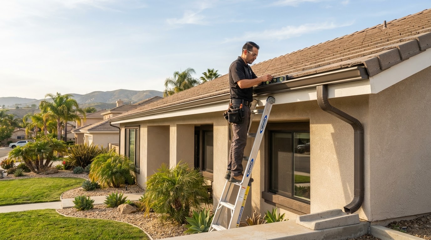 Seamless gutters on a Beaumont California home