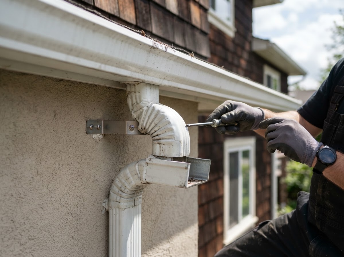 Gutter outlet and downspout repair in Beaumont CA