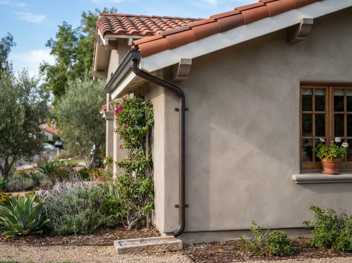 Finished gutter and downspout system in Redlands CA