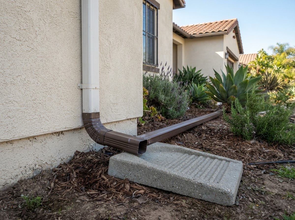 Downspout extension and surface drainage detail
