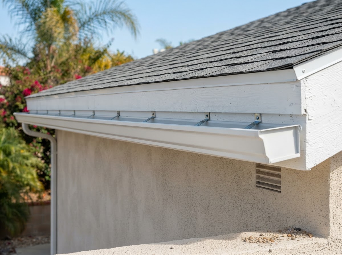 Continuous seamless gutter run detail