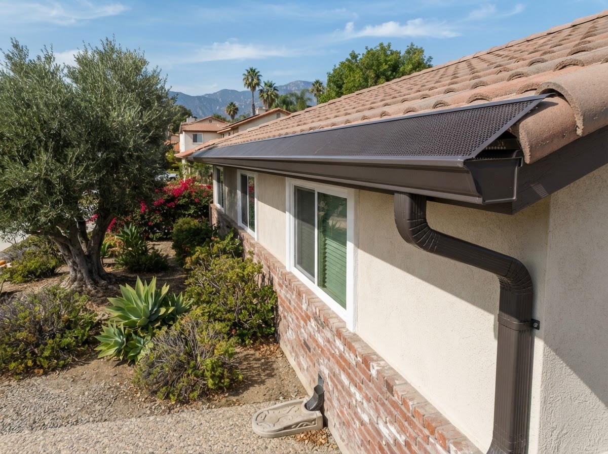 Gutter guard and downspout system in Redlands CA