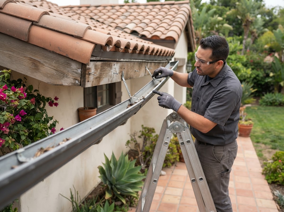 Sagging gutter repair on a Beaumont home
