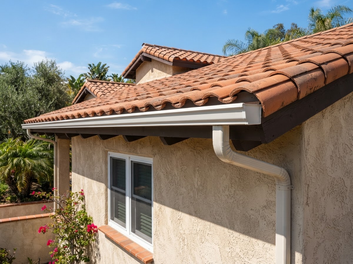 Seamless gutter system on a Beaumont California house