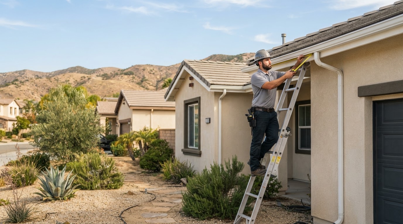 Gutter installation estimate on a Beaumont California home
