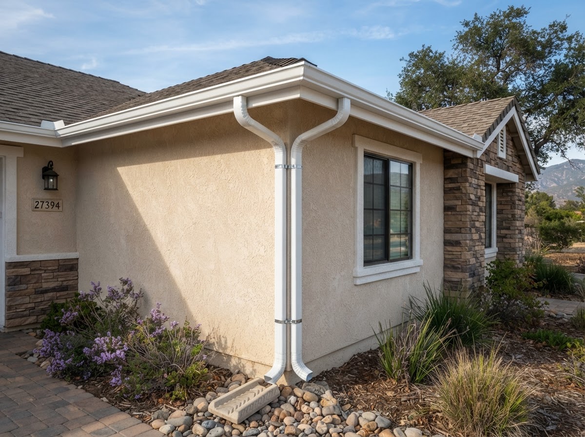 New gutter and downspout system in Yucaipa CA