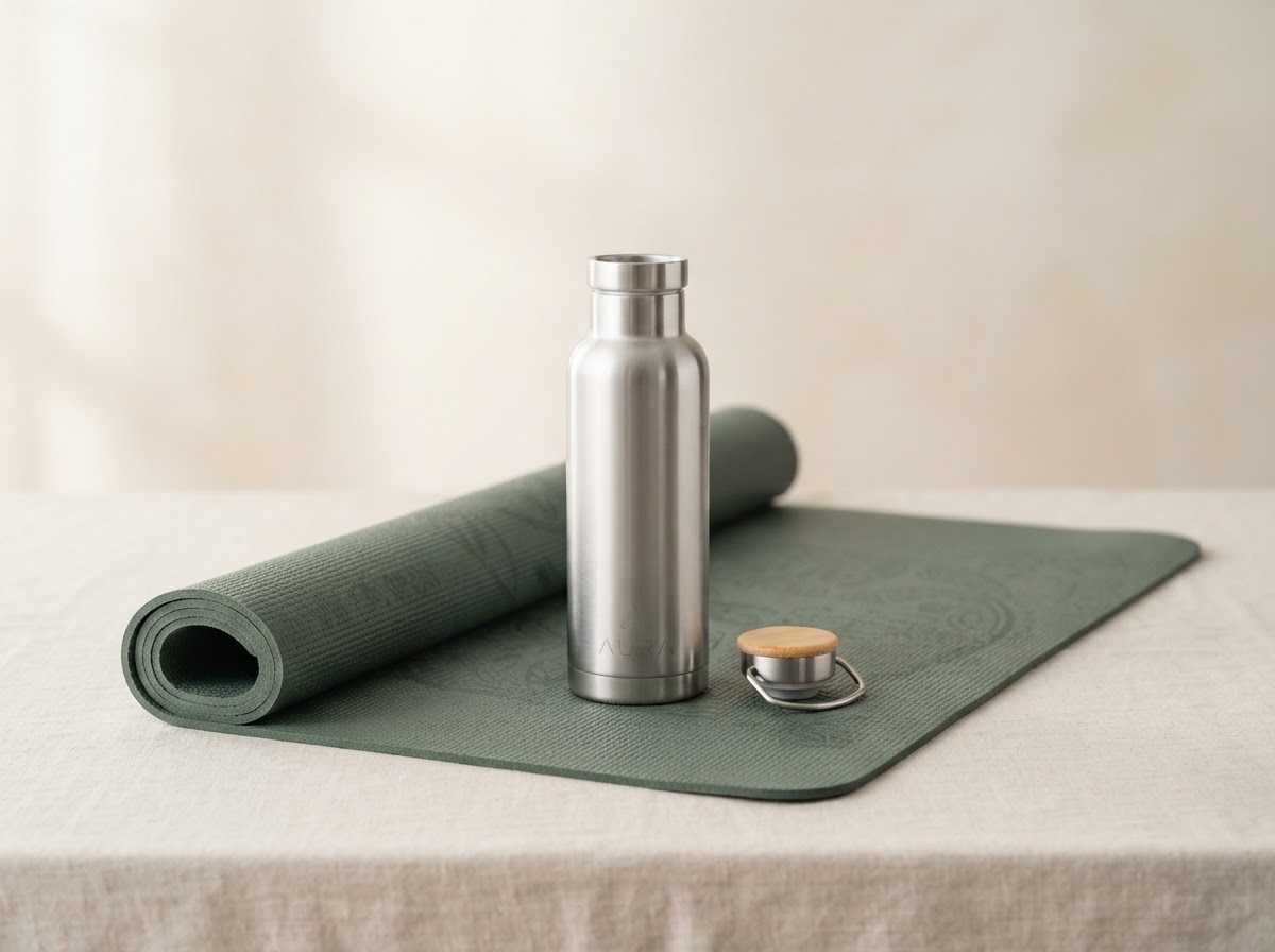 Insulated Stainless Steel Water Bottle + Yoga Mat