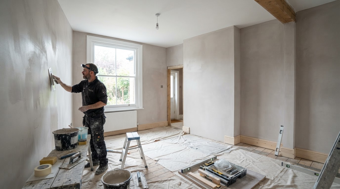 Renovation Plastering — illustrative stock image