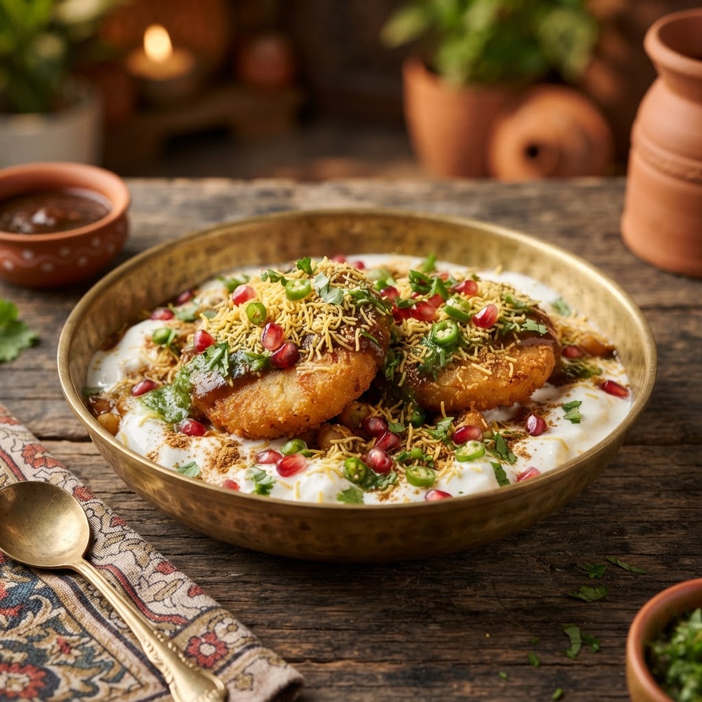 Aloo Tikki Chaat (Sattvic)