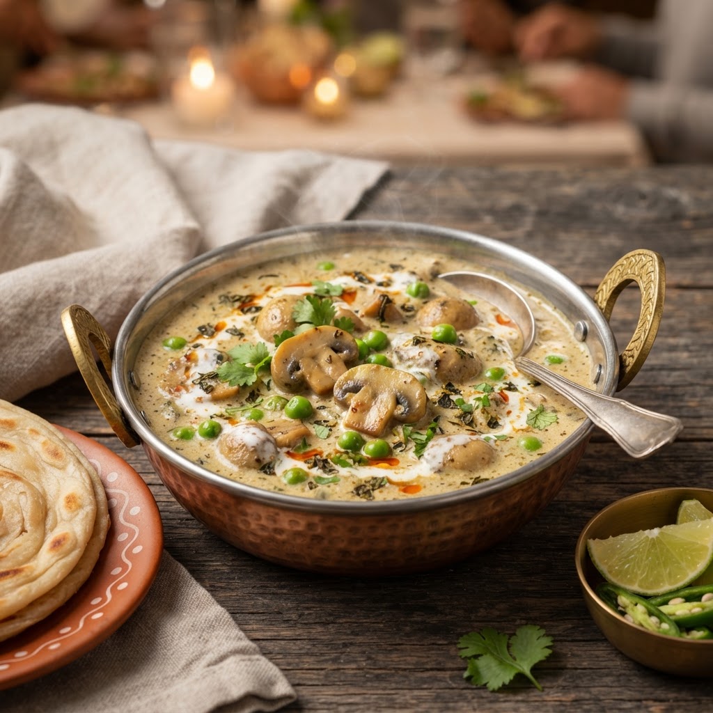 Methi Malai Mutter Mushroom