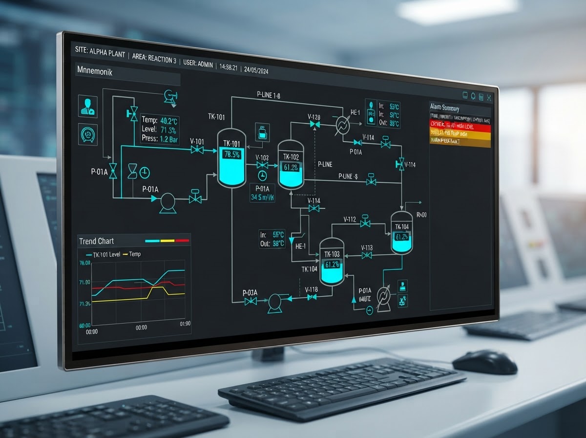 SCADA proceso vizualizacijos langas