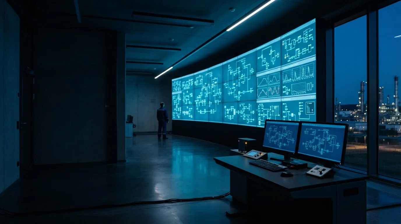 SCADA dispečerinė su vizualizacijos ekranais