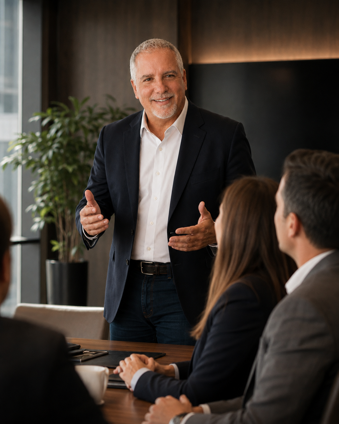 Al Baiocchi presenting in a boardroom setting