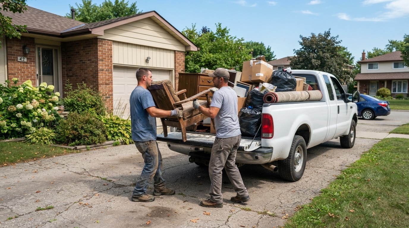 Grace Maintenance crew clearing unwanted furniture and household items from a residential property in Staten Island