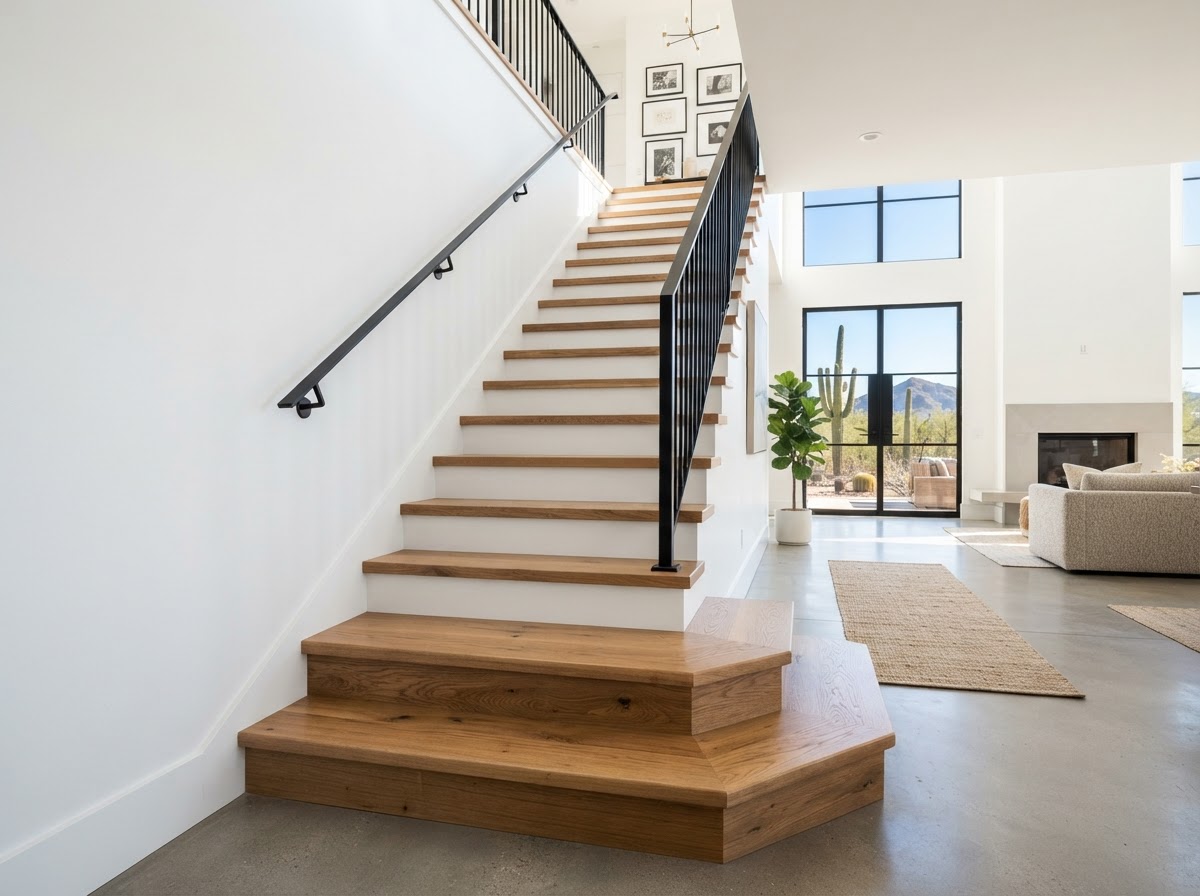 Hardwood-wrapped staircase