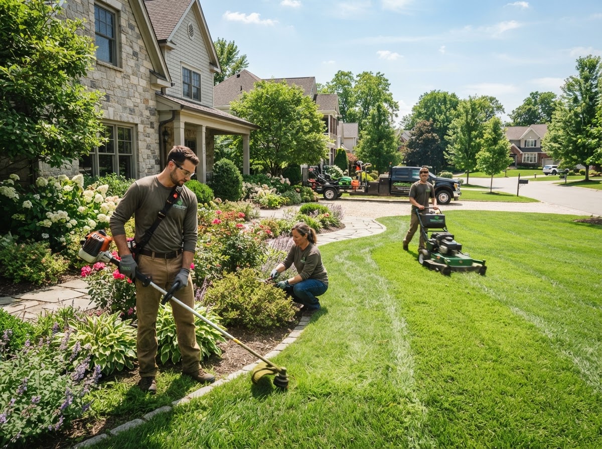 Landscaping professional at work
