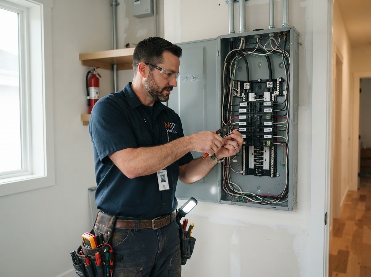 Electrical professional at work