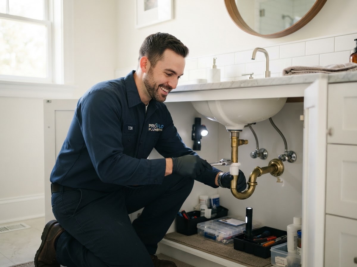 Plumbing professional at work