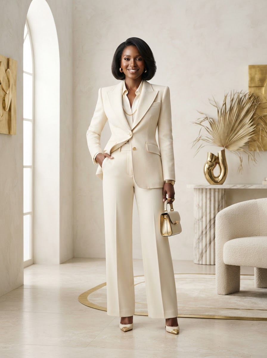 Black woman in a sophisticated tailored Western business suit