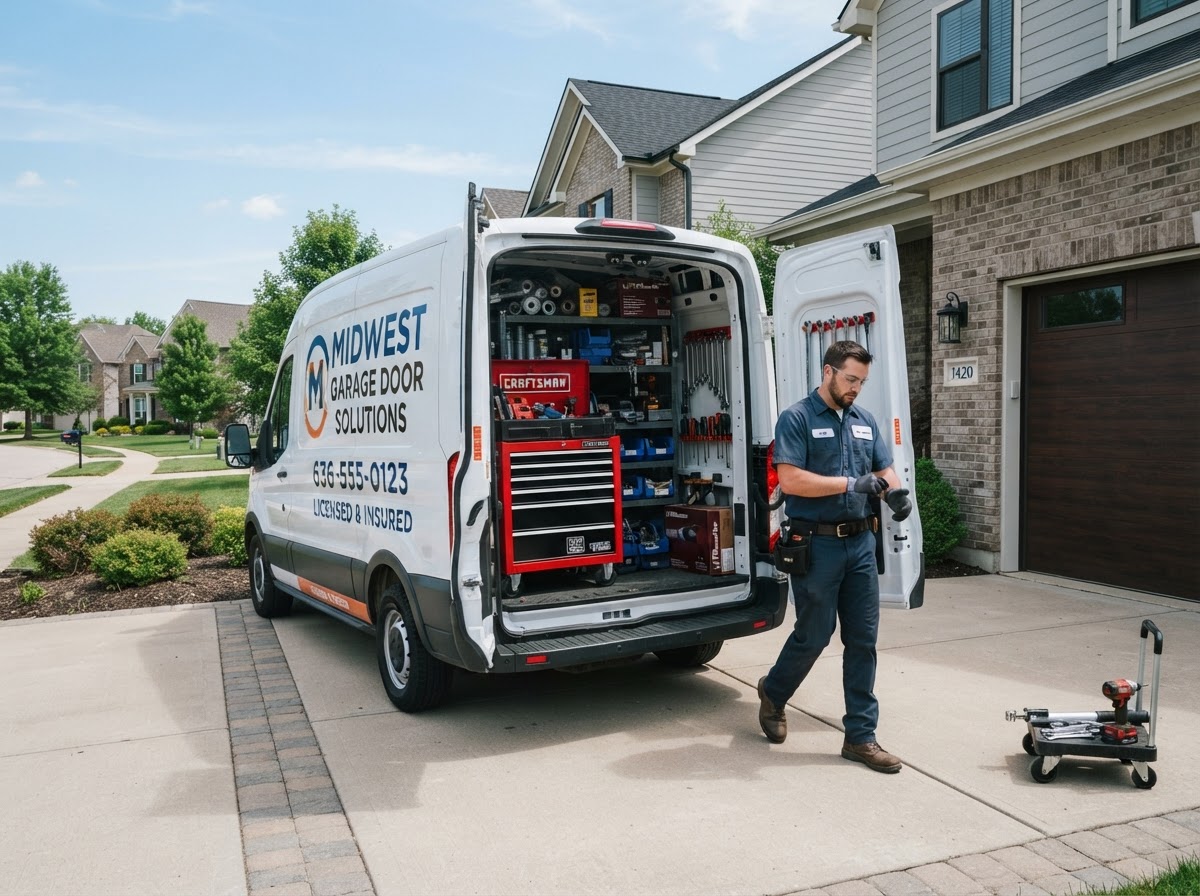 Garage door service van ready for a call