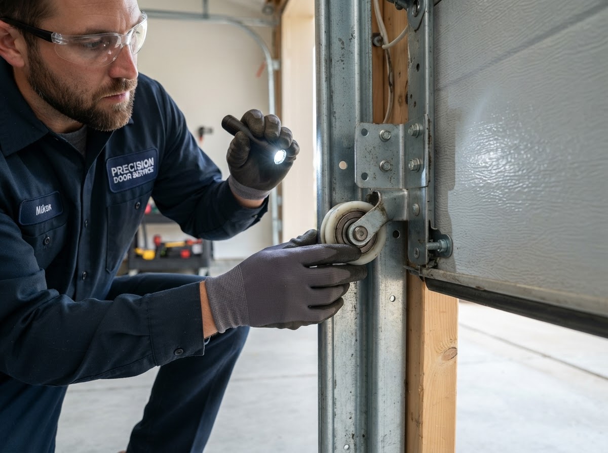 Garage door track and roller inspection