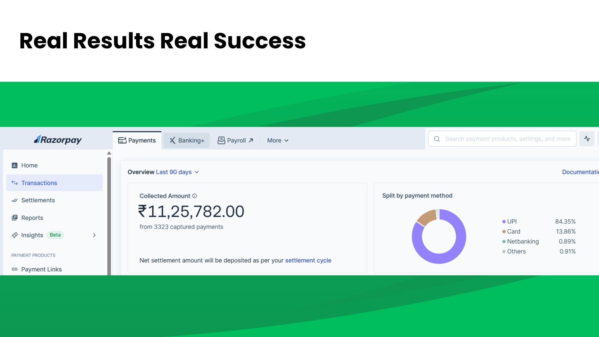Razorpay ₹11.25 Lakhs / 3,323 Payments