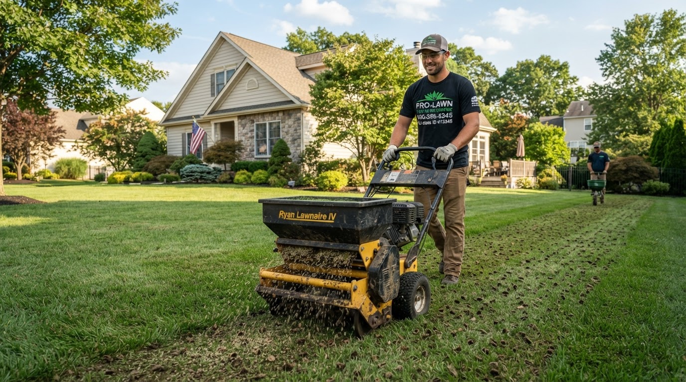 Aeration & Over-Seeding in Progress