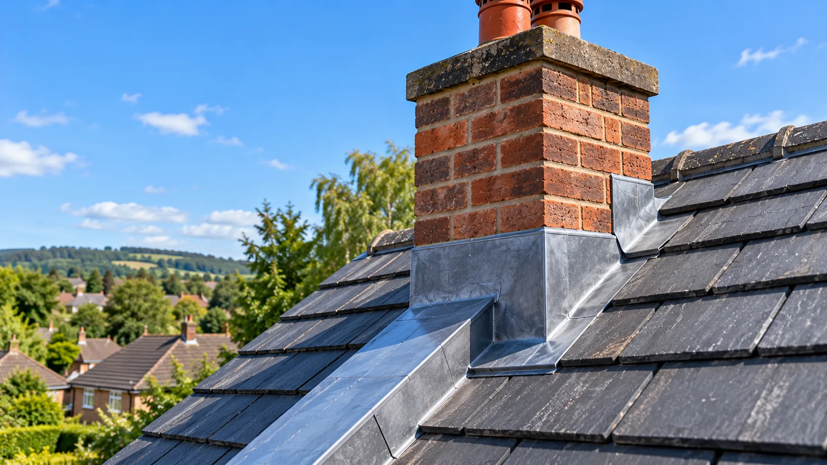 Chimney lead flashing work by Wales Roofing in Dronfield