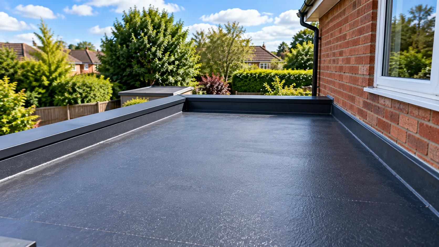 Completed flat roof replacement by Wales Roofing in Worksop