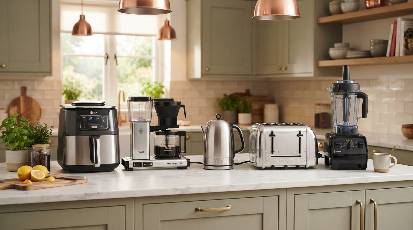Modern kitchen with home appliances available from Let's Buy