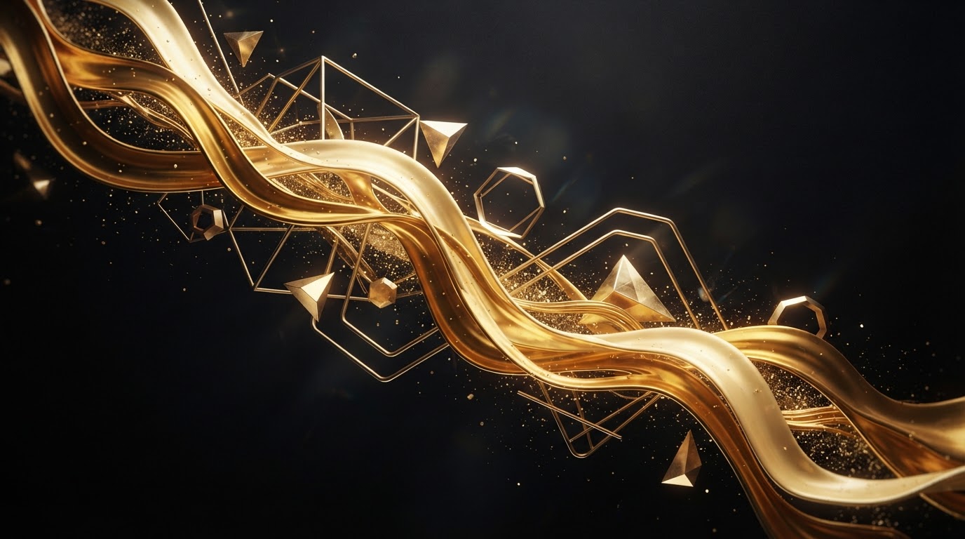 Abstract gold liquid art representing 5 Star Web Design Group's design craft