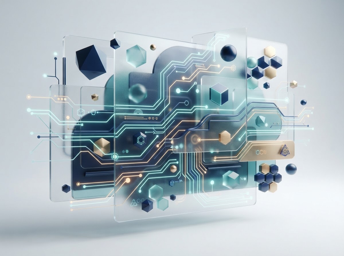 Abstract visualization of IT strategy, cloud infrastructure, and connected systems