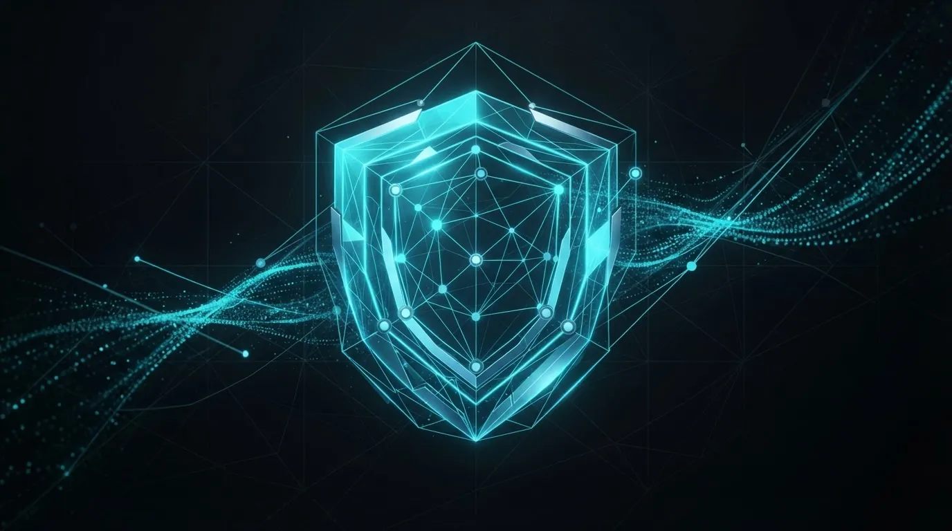 Abstract network and cybersecurity infrastructure visual