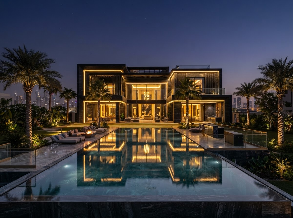 Luxury villa at twilight