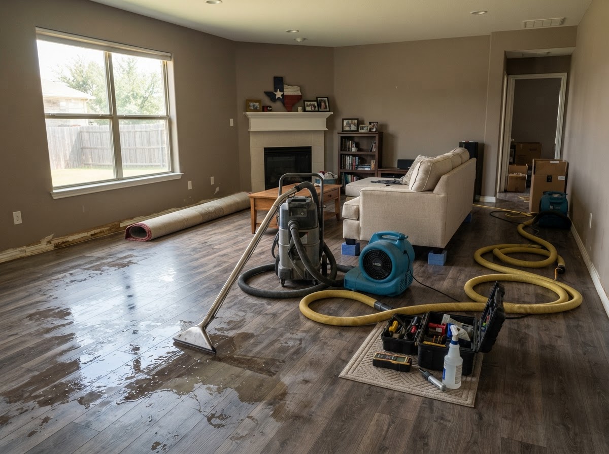 Flood damage cleanup in New Braunfels