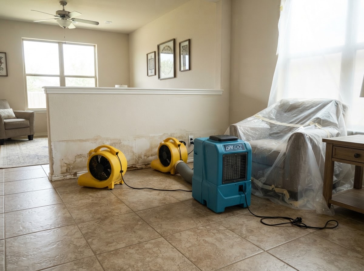 Residential water damage restoration in New Braunfels