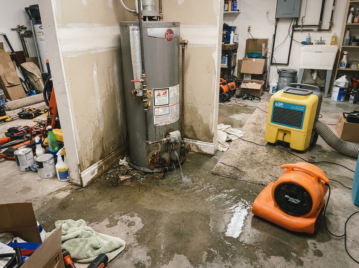 Water heater leak cleanup in New Braunfels