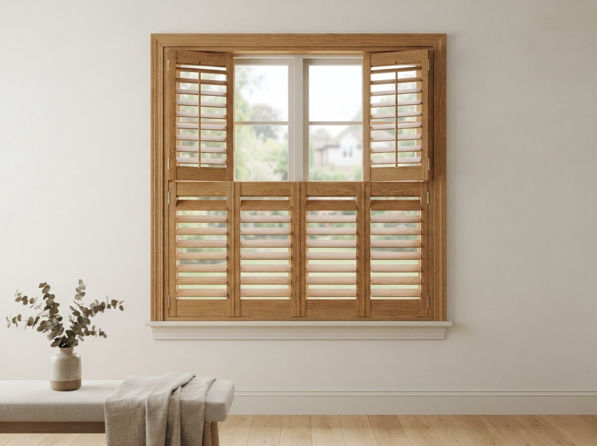 Faux Wood Plantation Shutters — Oak