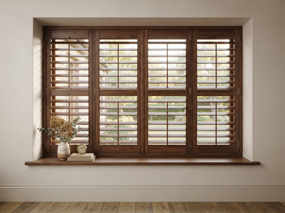 Premium Hardwood Shutters — Walnut