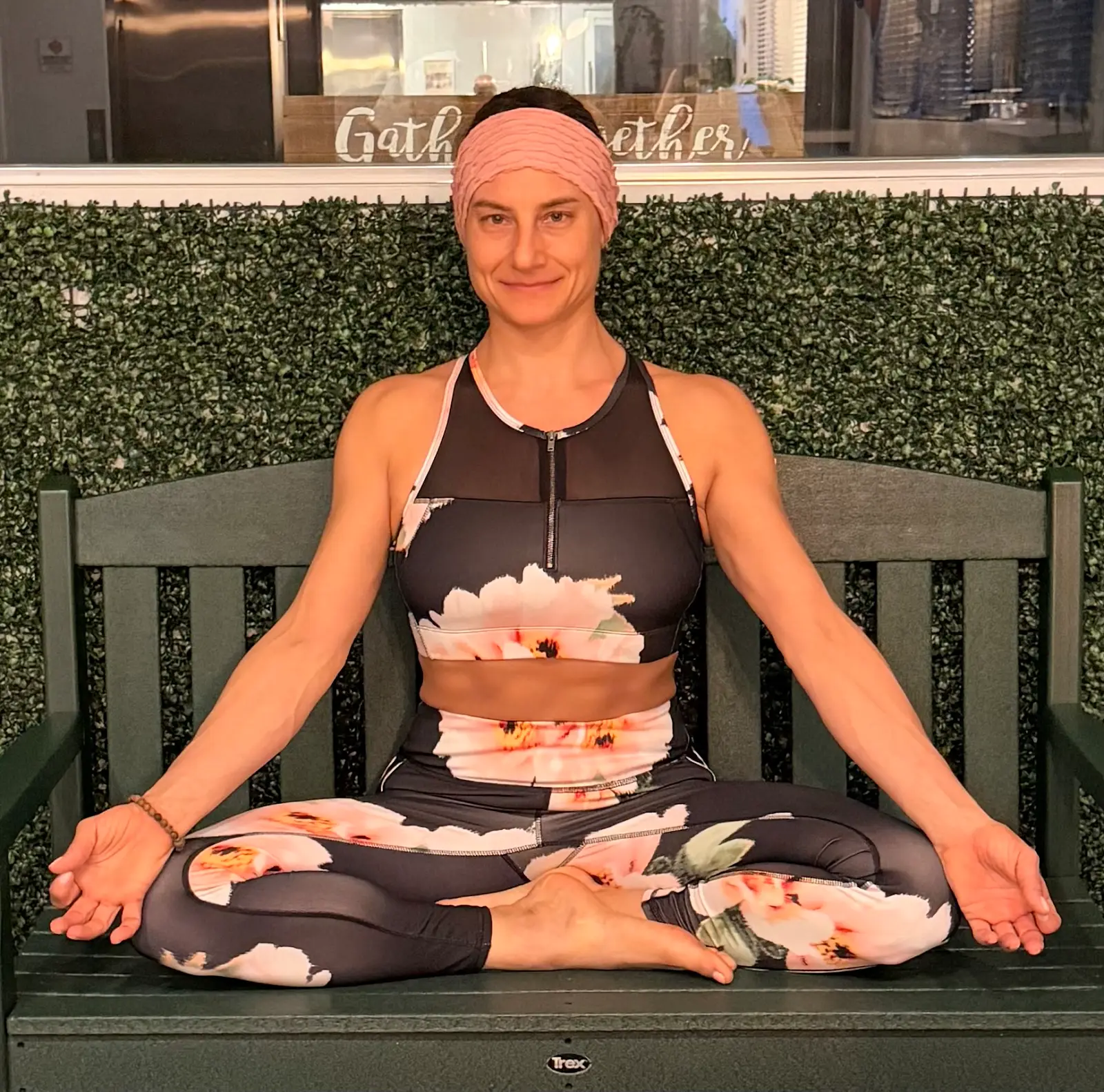 Sara Grossman seated in mindful meditation