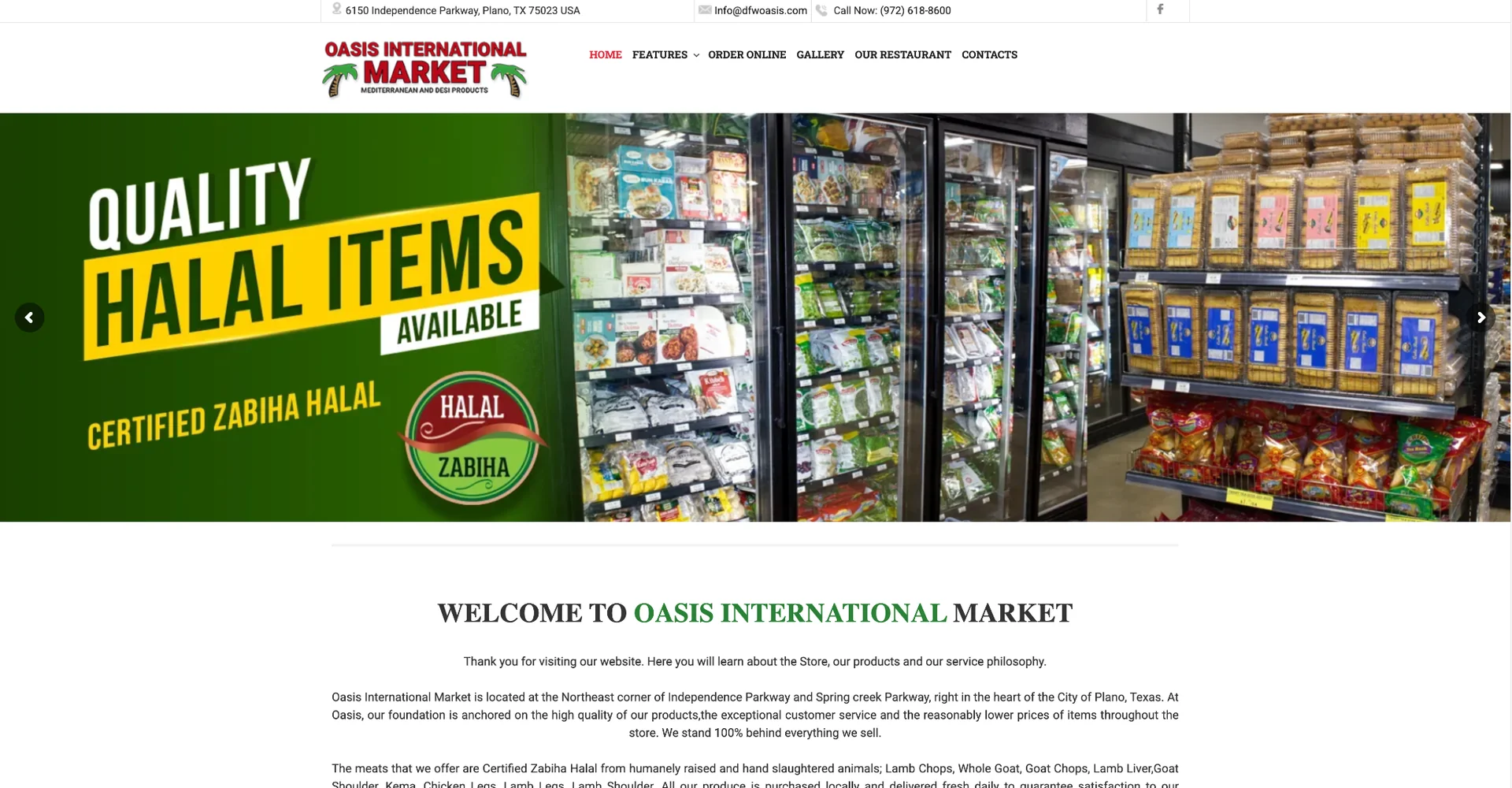 Oasis International Market — original website (before)