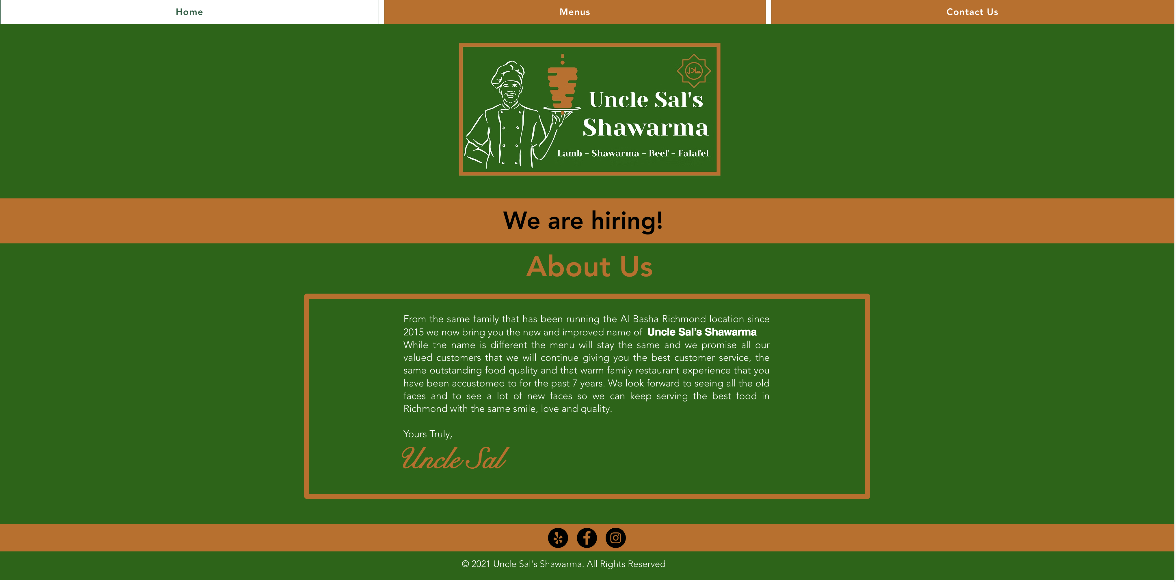 Uncle Sal's Shawarma — original website (before)