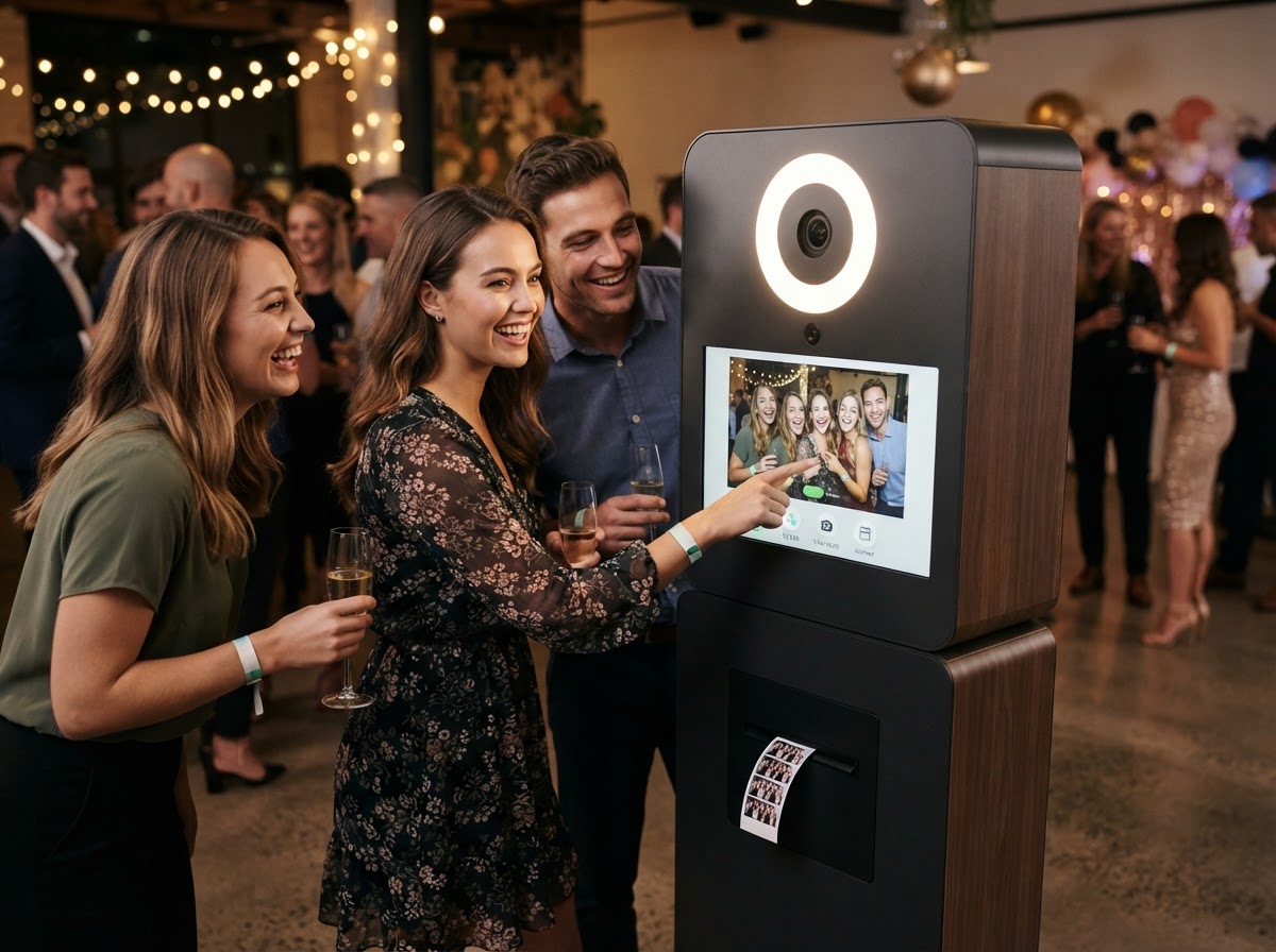 Digital photo booth experience with event guests