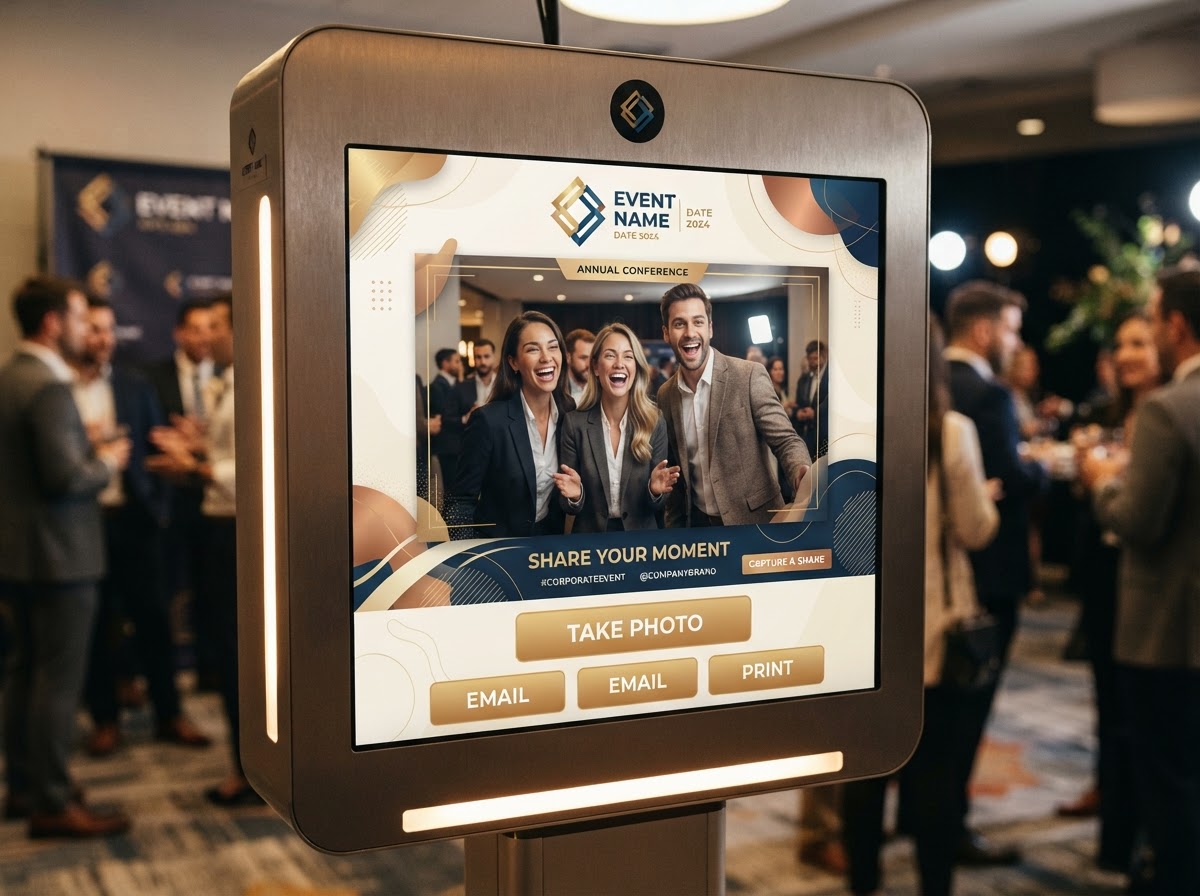 Custom event graphics for a Newnan corporate photo booth