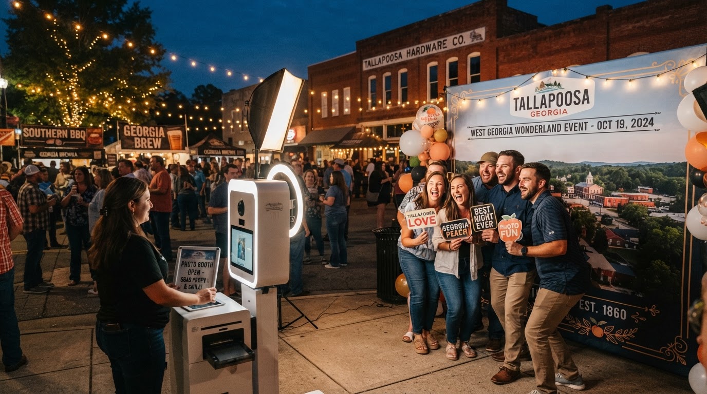Photo booth for an evening community event in Tallapoosa