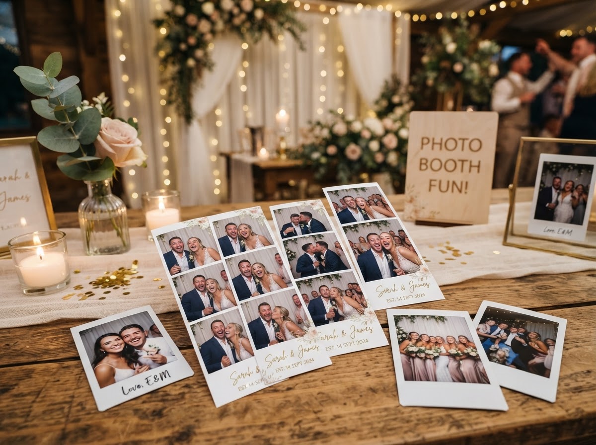 Wedding photo booth prints and backdrop in Douglasville