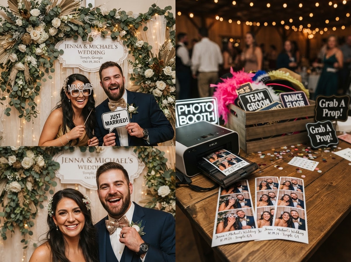 Party photo booth backdrop and prints in Temple Georgia