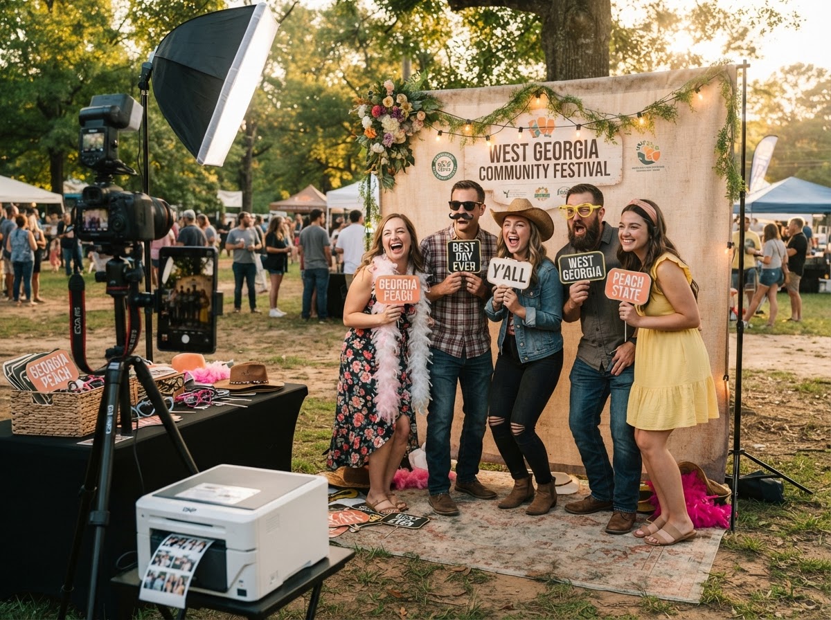 Open-air photo booth for a Villa Rica community event